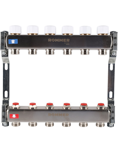 Коллектор ROMMER из нержавеющей стали без расходомеров 6 вых.