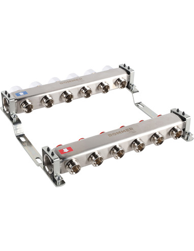 Коллектор ROMMER из нержавеющей стали без расходомеров 6 вых.