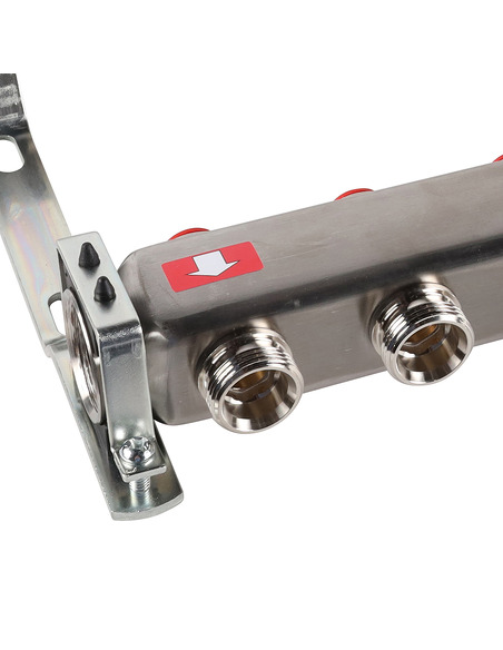 Коллектор ROMMER из нержавеющей стали без расходомеров 7 вых. с воздухоотводчиком и сливом