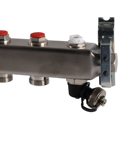 Коллектор ROMMER из нержавеющей стали без расходомеров 7 вых. с воздухоотводчиком и сливом
