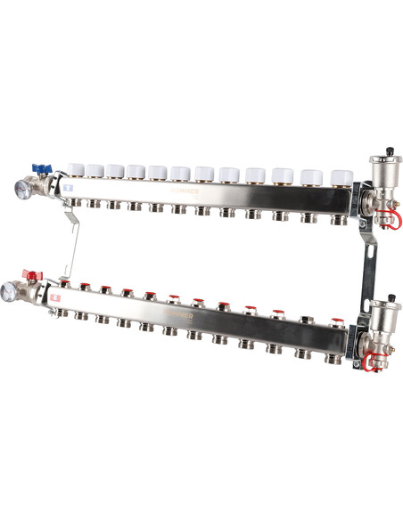 Коллектор ROMMER из нержавеющей стали в сборе без расходомеров 12 вых.