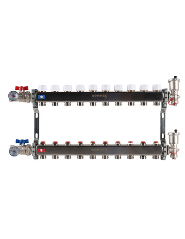 Коллектор ROMMER из нержавеющей стали в сборе без расходомеров 10 вых.