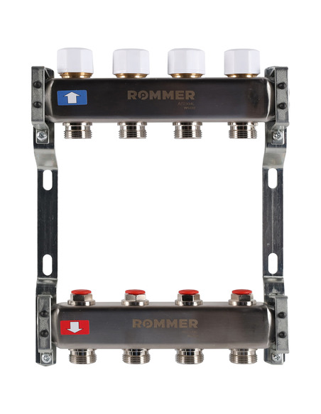Коллектор ROMMER из нержавеющей стали без расходомеров 4 вых.