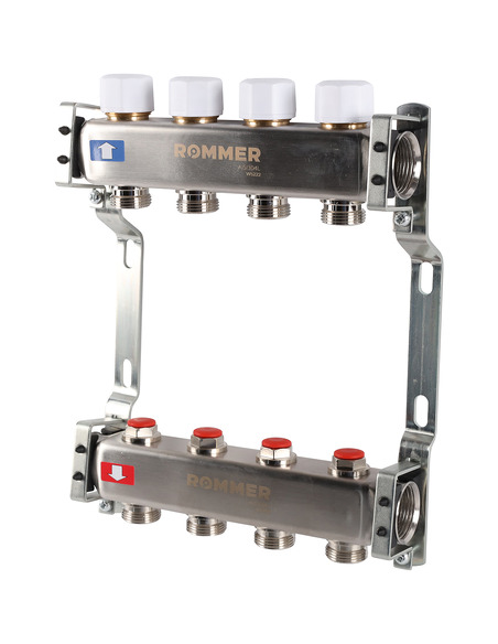 Коллектор ROMMER из нержавеющей стали без расходомеров 4 вых.