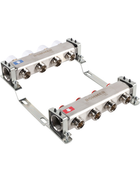Коллектор ROMMER из нержавеющей стали без расходомеров 4 вых.