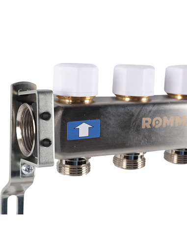 Коллектор ROMMER из нержавеющей стали без расходомеров 4 вых.