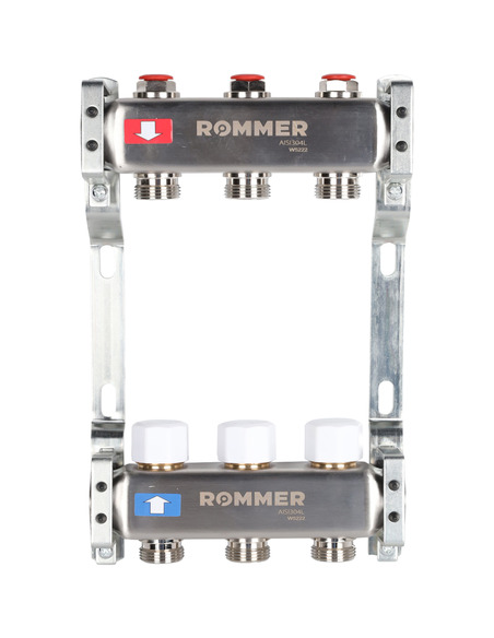 Коллектор ROMMER из нержавеющей стали без расходомеров 3 вых.