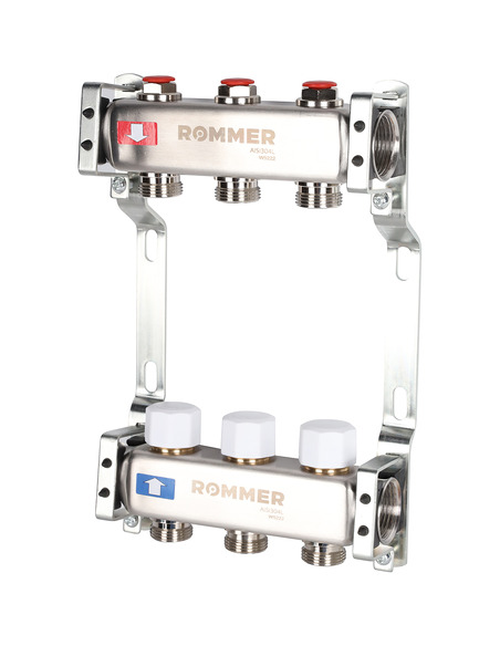 Коллектор ROMMER из нержавеющей стали без расходомеров 3 вых.