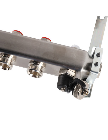 Коллектор ROMMER из нержавеющей стали без расходомеров 10 вых. с воздухоотводчиком и сливом