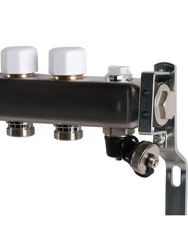 Коллектор ROMMER из нержавеющей стали без расходомеров 10 вых. с воздухоотводчиком и сливом