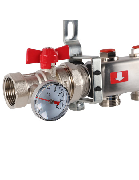 Коллектор ROMMER из нержавеющей стали в сборе без расходомеров 6 вых.