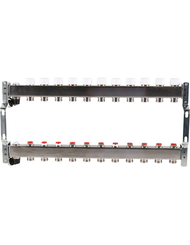 Коллектор ROMMER из нержавеющей стали без расходомеров 11 вых. с воздухоотводчиком и сливом