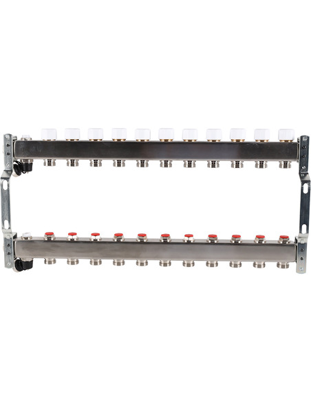 Коллектор ROMMER из нержавеющей стали без расходомеров 11 вых. с воздухоотводчиком и сливом