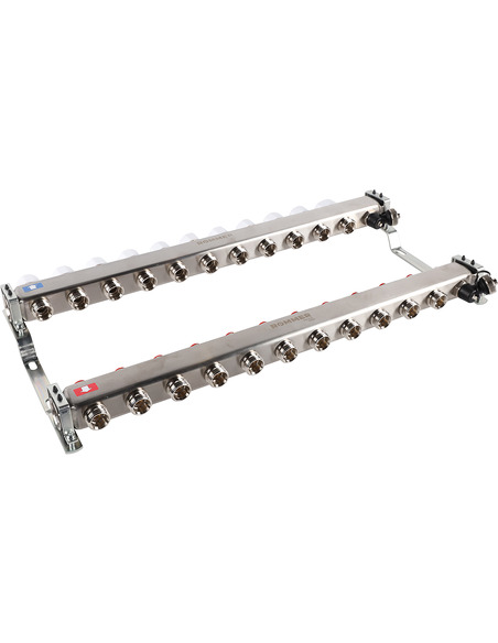Коллектор ROMMER из нержавеющей стали без расходомеров 11 вых. с воздухоотводчиком и сливом