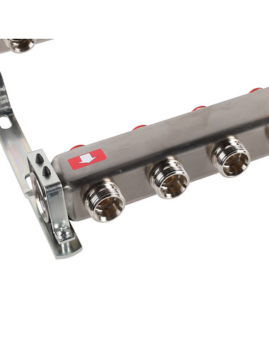 Коллектор ROMMER из нержавеющей стали без расходомеров 11 вых. с воздухоотводчиком и сливом