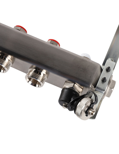 Коллектор ROMMER из нержавеющей стали без расходомеров 11 вых. с воздухоотводчиком и сливом