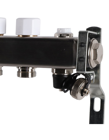 Коллектор ROMMER из нержавеющей стали без расходомеров 11 вых. с воздухоотводчиком и сливом