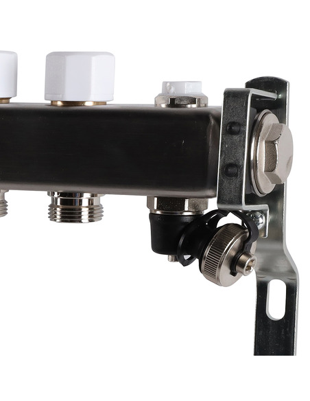 Коллектор ROMMER из нержавеющей стали без расходомеров 11 вых. с воздухоотводчиком и сливом