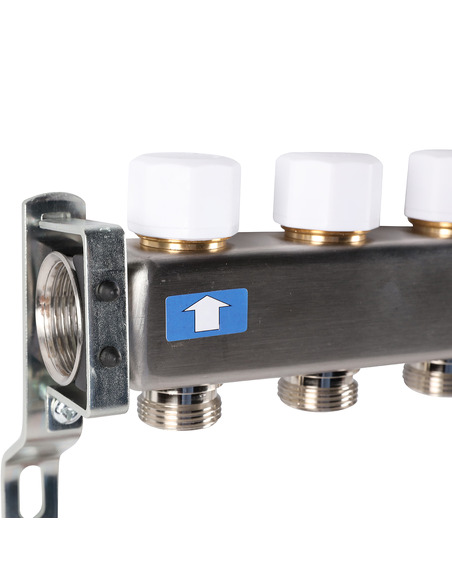 Коллектор ROMMER из нержавеющей стали без расходомеров 11 вых. с воздухоотводчиком и сливом