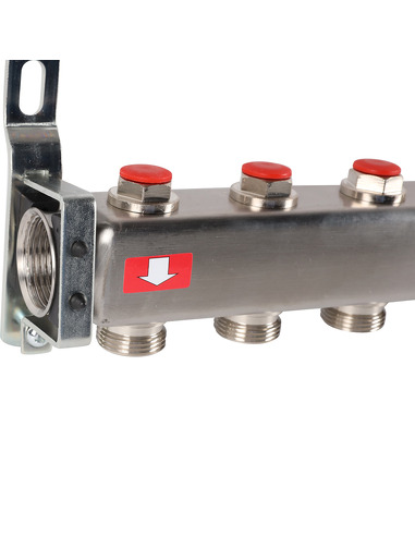 Коллектор ROMMER из нержавеющей стали без расходомеров 11 вых. с воздухоотводчиком и сливом