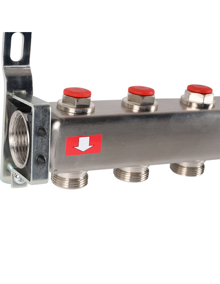 Коллектор ROMMER из нержавеющей стали без расходомеров 11 вых. с воздухоотводчиком и сливом