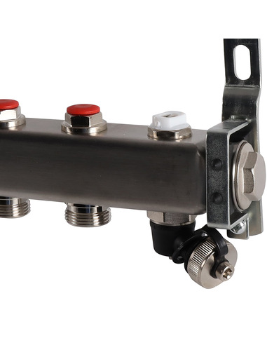 Коллектор ROMMER из нержавеющей стали без расходомеров 11 вых. с воздухоотводчиком и сливом