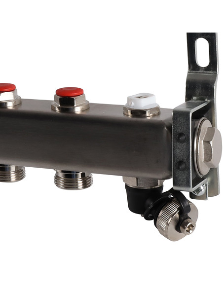 Коллектор ROMMER из нержавеющей стали без расходомеров 11 вых. с воздухоотводчиком и сливом