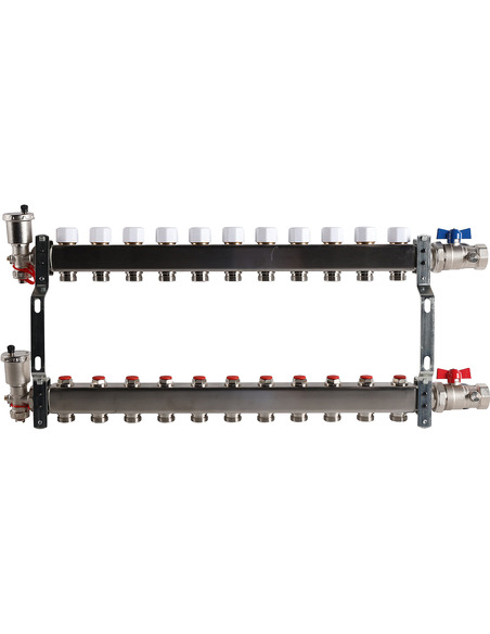 Коллектор ROMMER из нержавеющей стали в сборе без расходомеров 11 вых.