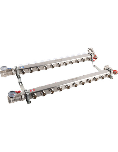 Коллектор ROMMER из нержавеющей стали в сборе без расходомеров 11 вых.