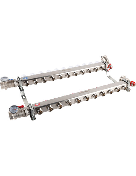 Коллектор ROMMER из нержавеющей стали в сборе без расходомеров 11 вых.