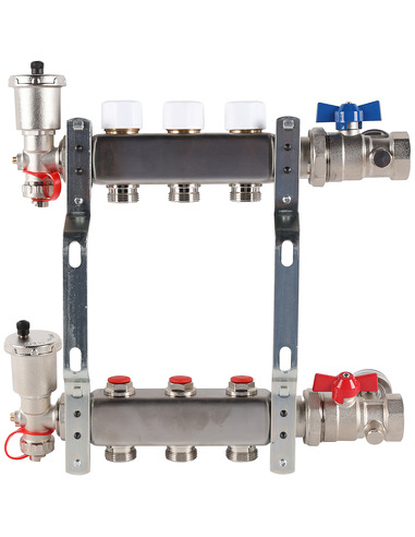 Коллектор ROMMER из нержавеющей стали в сборе без расходомеров 3 вых.