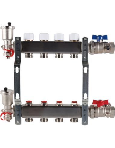 Коллектор ROMMER из нержавеющей стали в сборе без расходомеров 4 вых.