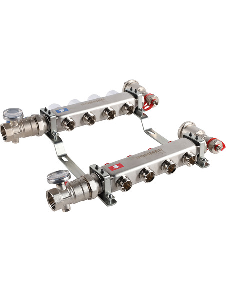 Коллектор ROMMER из нержавеющей стали в сборе без расходомеров 4 вых.