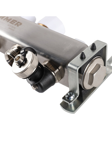Коллектор ROMMER из нержавеющей стали без расходомеров 4 вых. с воздухоотводчиком и сливом