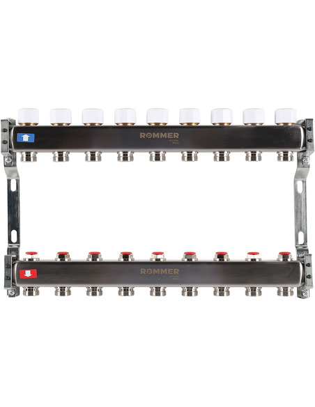 Коллектор ROMMER из нержавеющей стали без расходомеров 9 вых.