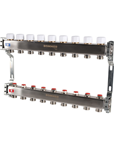 Коллектор ROMMER из нержавеющей стали без расходомеров 9 вых.