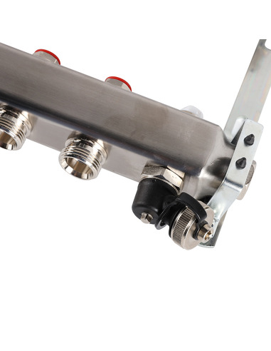 Коллектор ROMMER из нержавеющей стали без расходомеров 9 вых. с воздухоотводчиком и сливом