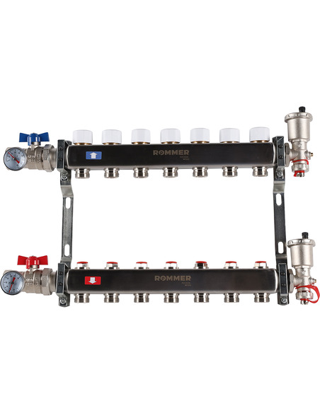 Коллектор ROMMER из нержавеющей стали в сборе без расходомеров 7 вых.