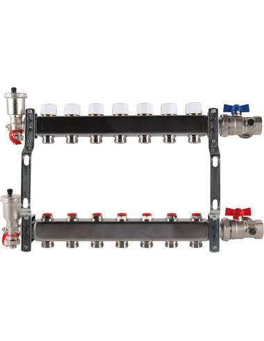 Коллектор ROMMER из нержавеющей стали в сборе без расходомеров 7 вых.