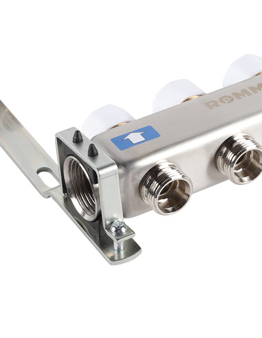 Коллектор ROMMER из нержавеющей стали без расходомеров 3 вых. с воздухоотводчиком и сливом
