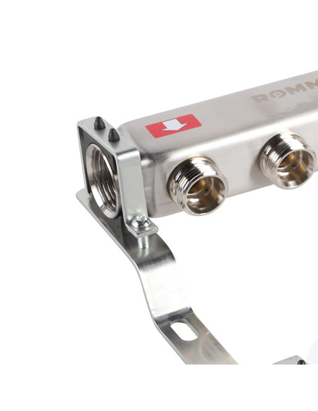 Коллектор ROMMER из нержавеющей стали без расходомеров 3 вых. с воздухоотводчиком и сливом