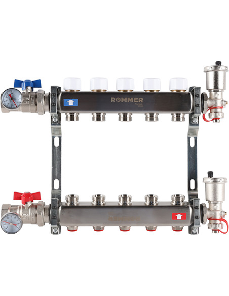 Коллектор ROMMER из нержавеющей стали в сборе без расходомеров 5 вых.