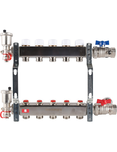 Коллектор ROMMER из нержавеющей стали в сборе без расходомеров 5 вых.
