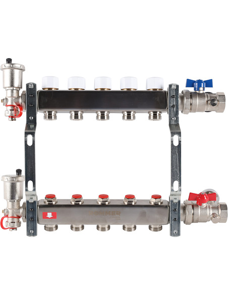 Коллектор ROMMER из нержавеющей стали в сборе без расходомеров 5 вых.