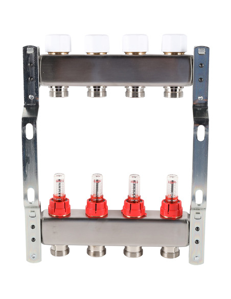 Коллектор ROMMER из нержавеющей стали с расходомерами 4 вых.