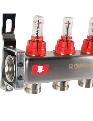 Коллектор ROMMER из нержавеющей стали с расходомерами 4 вых.