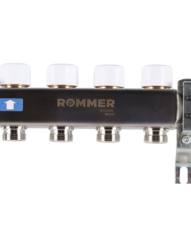 Коллектор ROMMER из нержавеющей стали с расходомерами 4 вых.