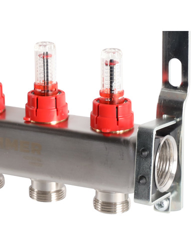 Коллектор ROMMER из нержавеющей стали с расходомерами 4 вых.