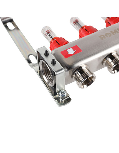 Коллектор ROMMER из нержавеющей стали с расходомерами 4 вых.