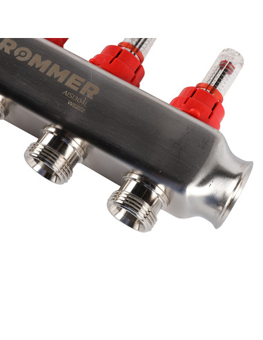 Коллектор ROMMER из нержавеющей стали с расходомерами 4 вых.